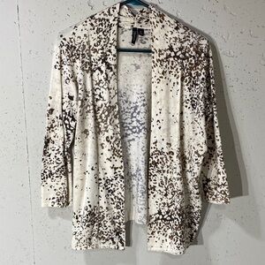 Relativity Speckled Cream Cardigan with Brown Spots